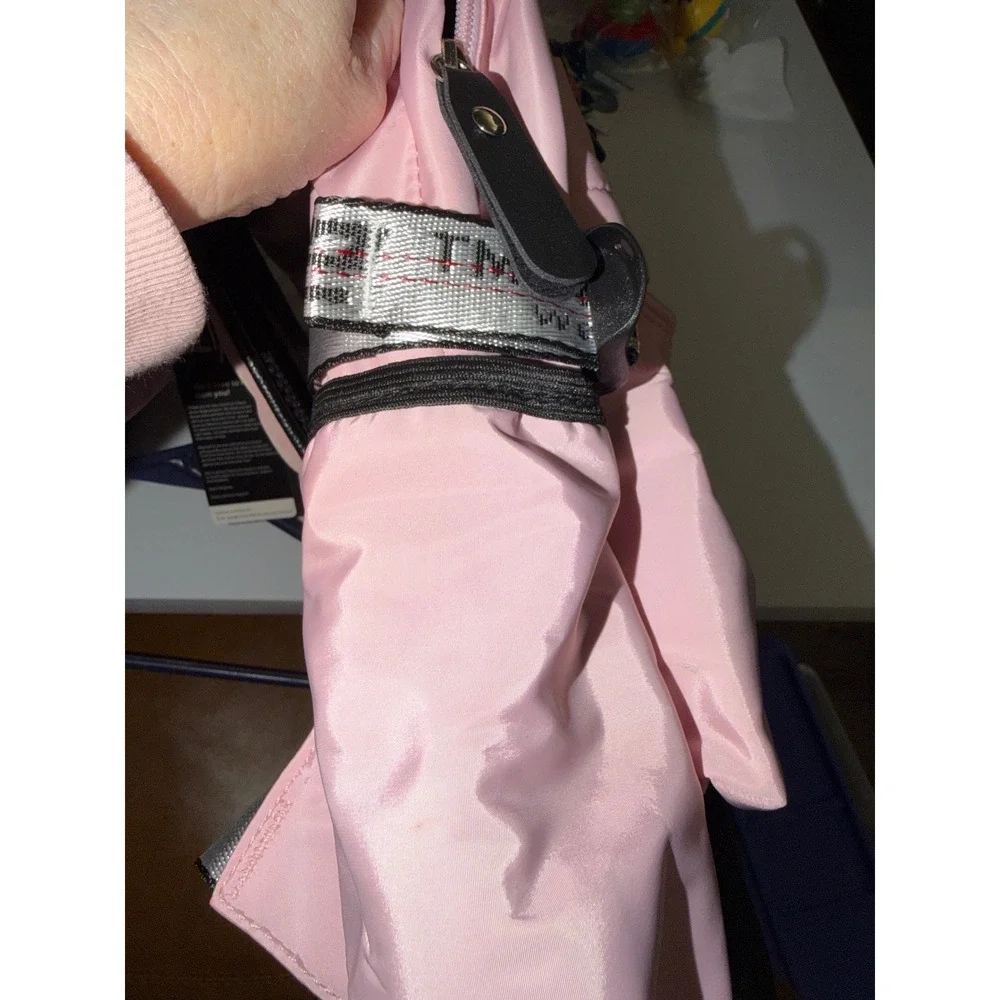 Asge Pink Black Nylon Backpack Harajuku Industrial Strap Lace Up School Bag NEW